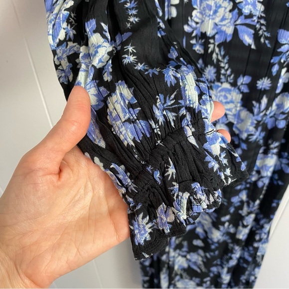 NWT $168 Free People Jaymes Midi Dress Floral Printed Blue Black Combo Sz XS - Picture 8 of 16